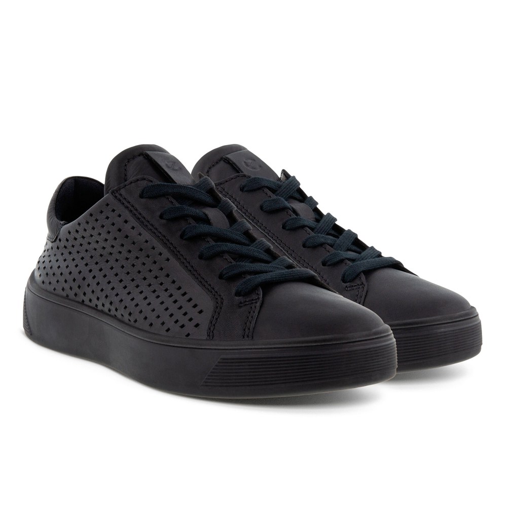 ECCO Womens Sneakers Black - Street Tray Laced - GDC-825109